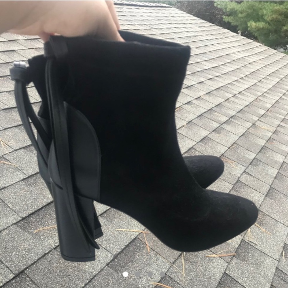 Stuart Weitzman Leather-paneled suede ankle boots